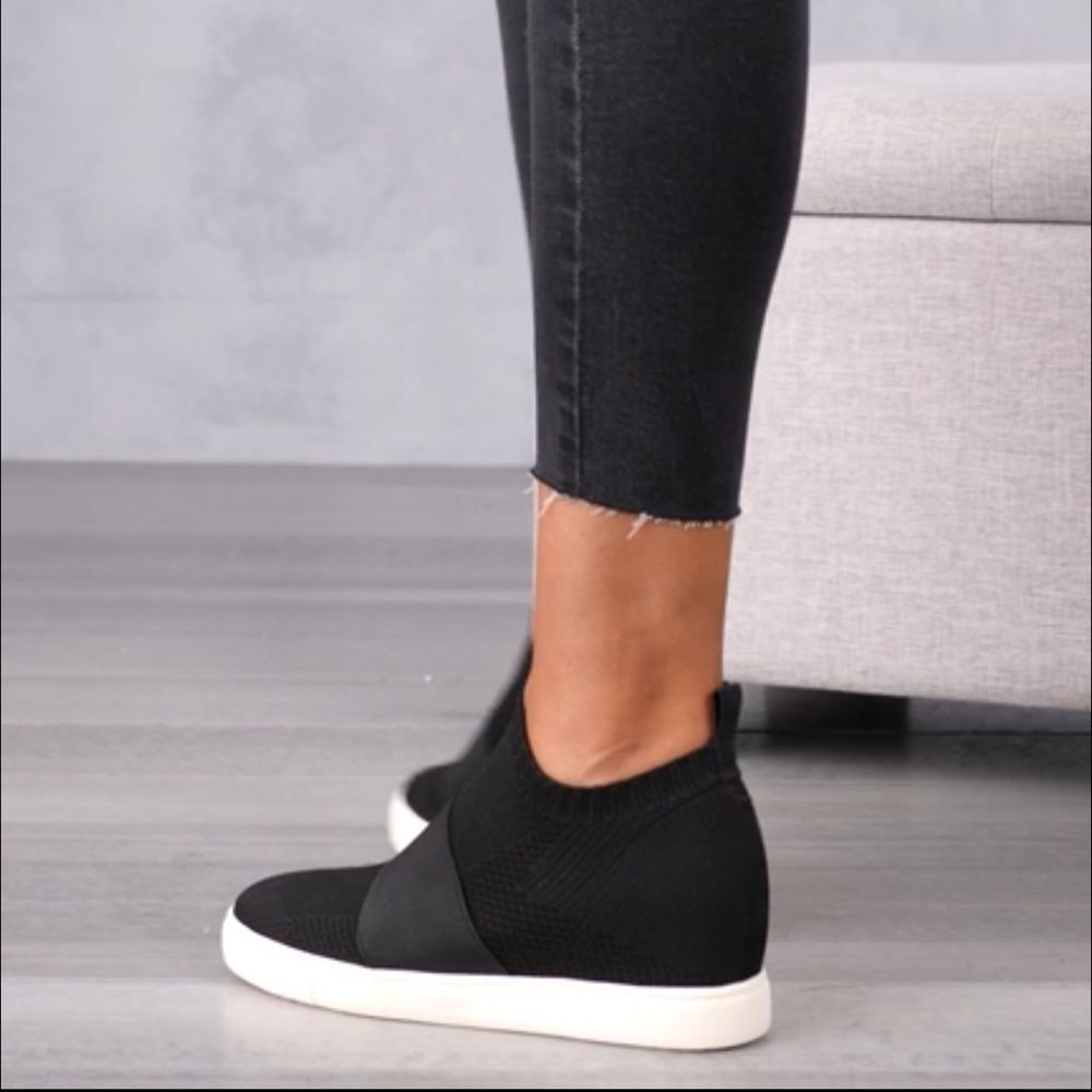 Material Girl Black Quila Sock Wedge Sneakers